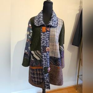 Ali Miles Patchwork Multicolor Women's Coat S